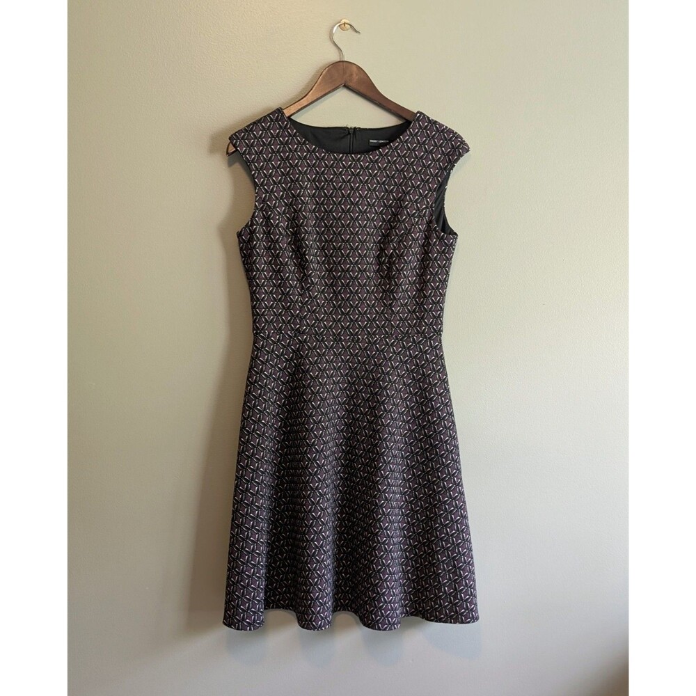 Maggy London Purple Geometric Print Sleeveless Dress Size 6 A-line Small Zip